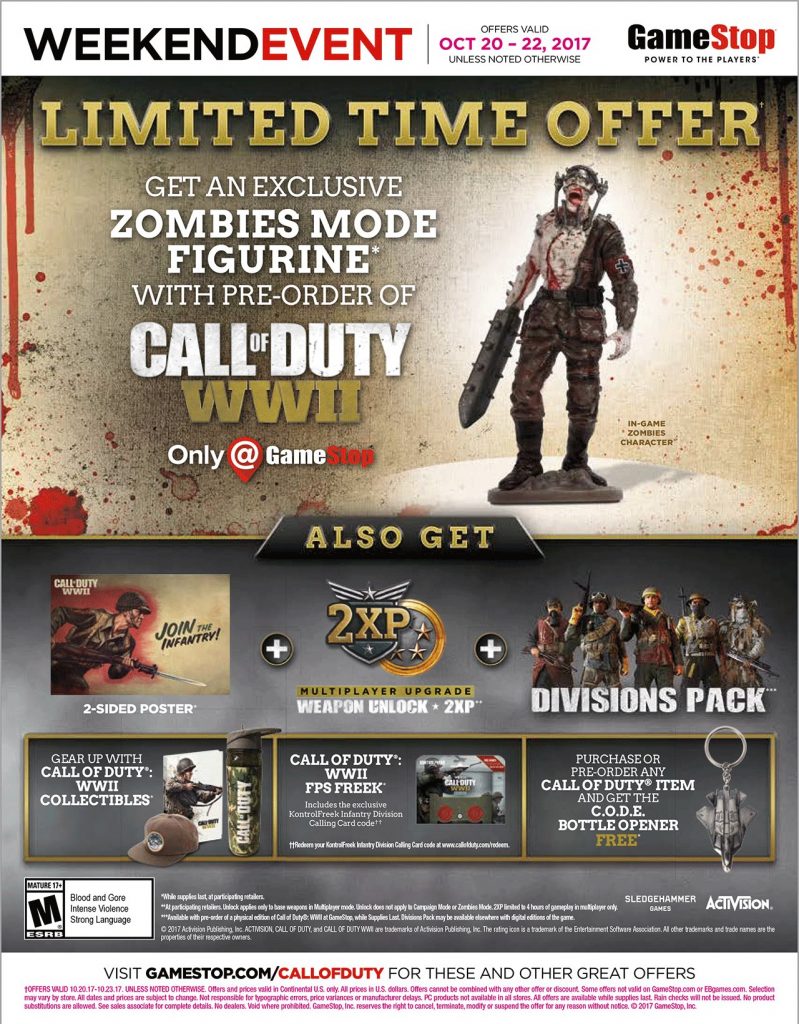 Call of Duty: WWII Mendapat Bonus Pra-Tempahan Patung Zombi Istimewa di GameStop