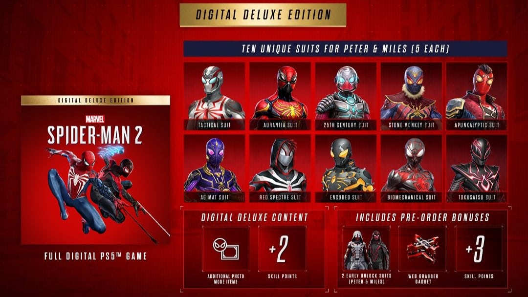 10 Marvel's Spider-Man 2: Edisi Deluxe Digital Sesuai Eksklusif untuk Pembeli dan Tidak Boleh Dibuka Kunci Dalam Permainan